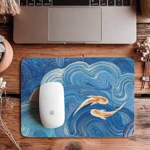 Mauspad mit Wellen und Fischen, Büro-Mauspad, Laptop-Mauspad, Macbook-Mauspad, Macbook Pro 16/14 Mauspad, Gummi-Mauspad