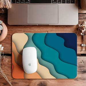 Bunte Wellen Unterlage, Büro-Mausunterlage, Laptop-Mausunterlage, Macbook-Mausunterlage, Macbook Pro 16/14 Mausunterlage, Gummi-Mausunterlage
