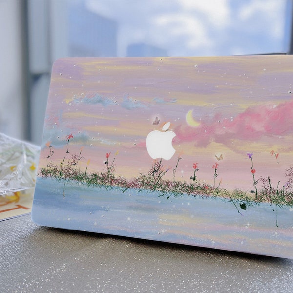 Pink Anime Sky Cloud Flowers Hard Case MacBook Pro 13/12/14/16 Hülle MacBook Air 11/13 2021 2022 Ret 13 2019 Pro 15 Laptop Schutzhülle