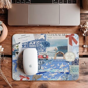 Blau Patchwork Bilder Maus Pad, Büro Maus Pad, Laptop Maus Pad, Macbook Maus Pad, Macbook Pro 16/14 Maus Pad, Gummi Maus Pad