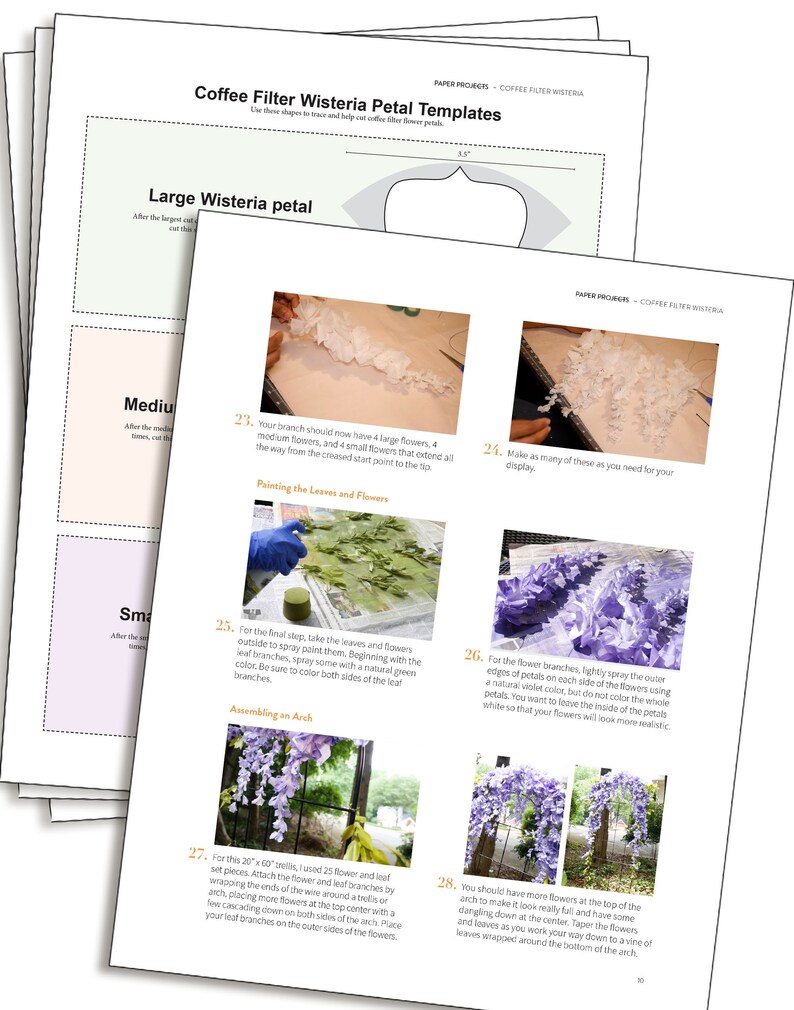 Project Guide Template For Making Coffee Filter Wisteria Etsy