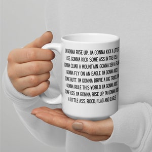 Gonna Rise Up Kick a Little Ass Rock! Flag! Eagle! - Charlie Day Always Sunny in Philadelphia Funny Quote Mug Tall 15 oz Mug Free Shipping