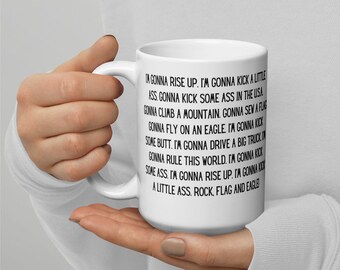 Gonna Rise Up Kick a Little Ass Rock! Flag! Eagle! - Charlie Day Always Sunny in Philadelphia Funny Quote Mug Tall 15 oz Mug Free Shipping
