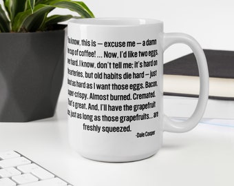 Tasse Dale Cooper sacrément fine tasse de café - Mug drôle Série télévisée David Lynch Kyle MacLachlan Mug culture pop grande tasse 15 oz