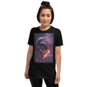 Darth Vader Grafik T-Shirt | Stilisierte Darth Vader Feuer Rauch Sci Fi Pop Kultur Kurzärmeliges Unisex-T-Shirt Kostenloser Versand