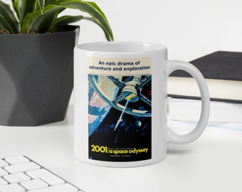 2001 A Space Odyssey Mug | Vintage Movie Poster Mug | Pop Culture Sci Fi Mug | Stanley Kubrick Movie Fan Gift Mug | 11oz / 15oz
