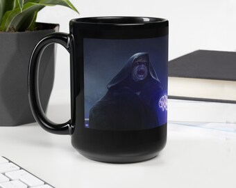 Star Wars Taza Darth Sidious Emperador Palpatine Sith Lord Force Lightning Graphic Art Taza - Negro Alto 15 oz Taza
