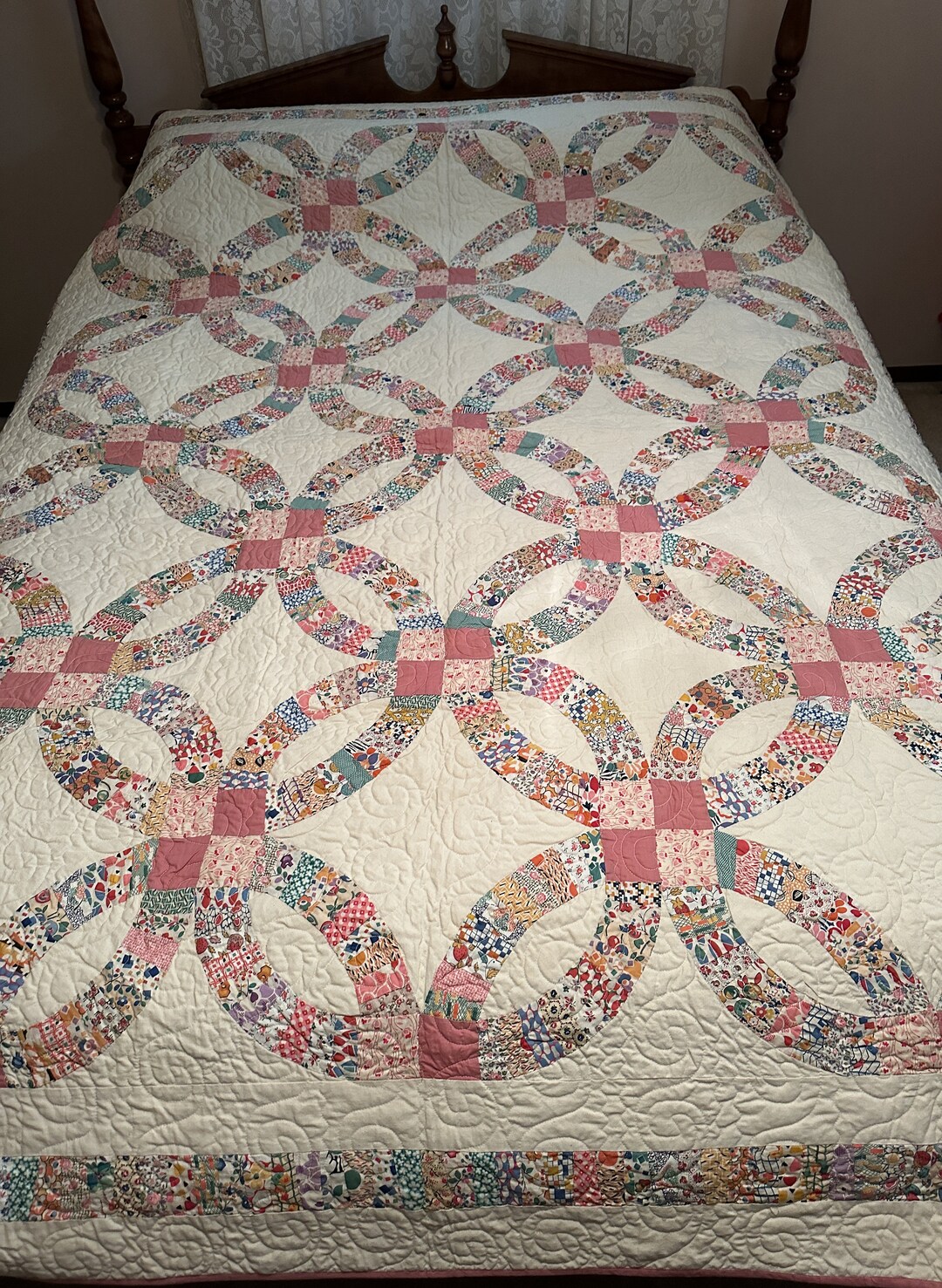 Double Wedding Ring, Antique Quilt, Circa 1930 Etsy