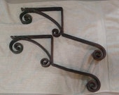 Pair of Early Antique Wrought Iron Bracket Architectural Salvage
