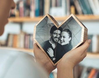 Photo heart - Valentines day photo folding gift, gift for girlfriend, for Mom, birthday gift, anniversary gift, photo gift for her for him