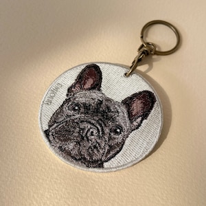 French bulldog keychain embroidered dog gift
