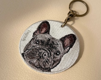 French bulldog keychain embroidered dog gift