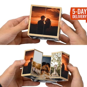 Photo cube album - Valentines day first year anniversary gifts for him, 2 year anniversary gifts for boyfriend, 10 year anniversary gift men