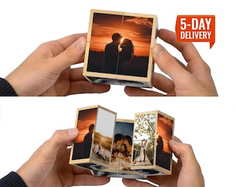 Photo cube album - Valentines day first year anniversary gifts for him, 2 year anniversary gifts for boyfriend, 10 year anniversary gift men