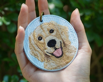 Golden retriever keychain embroidered dog gifts