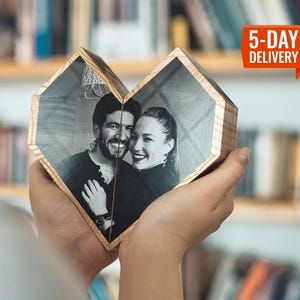 Photo heart - Valentines day photo folding gift, gift for girlfriend, for Mom, birthday gift, anniversary gift, photo gift for her for him