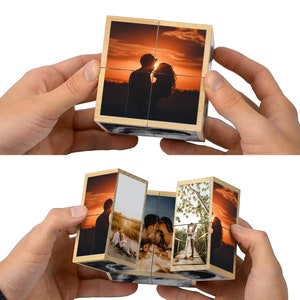 Photo cube first year anniversary gifts for him, 2 year anniversary gifts for boyfriend, 10 year anniversary gifts for men 5 image 1