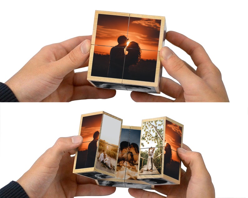 Photo cube first year anniversary gifts for him, 2 year anniversary gifts for boyfriend, 10 year anniversary gifts for men 5 image 1