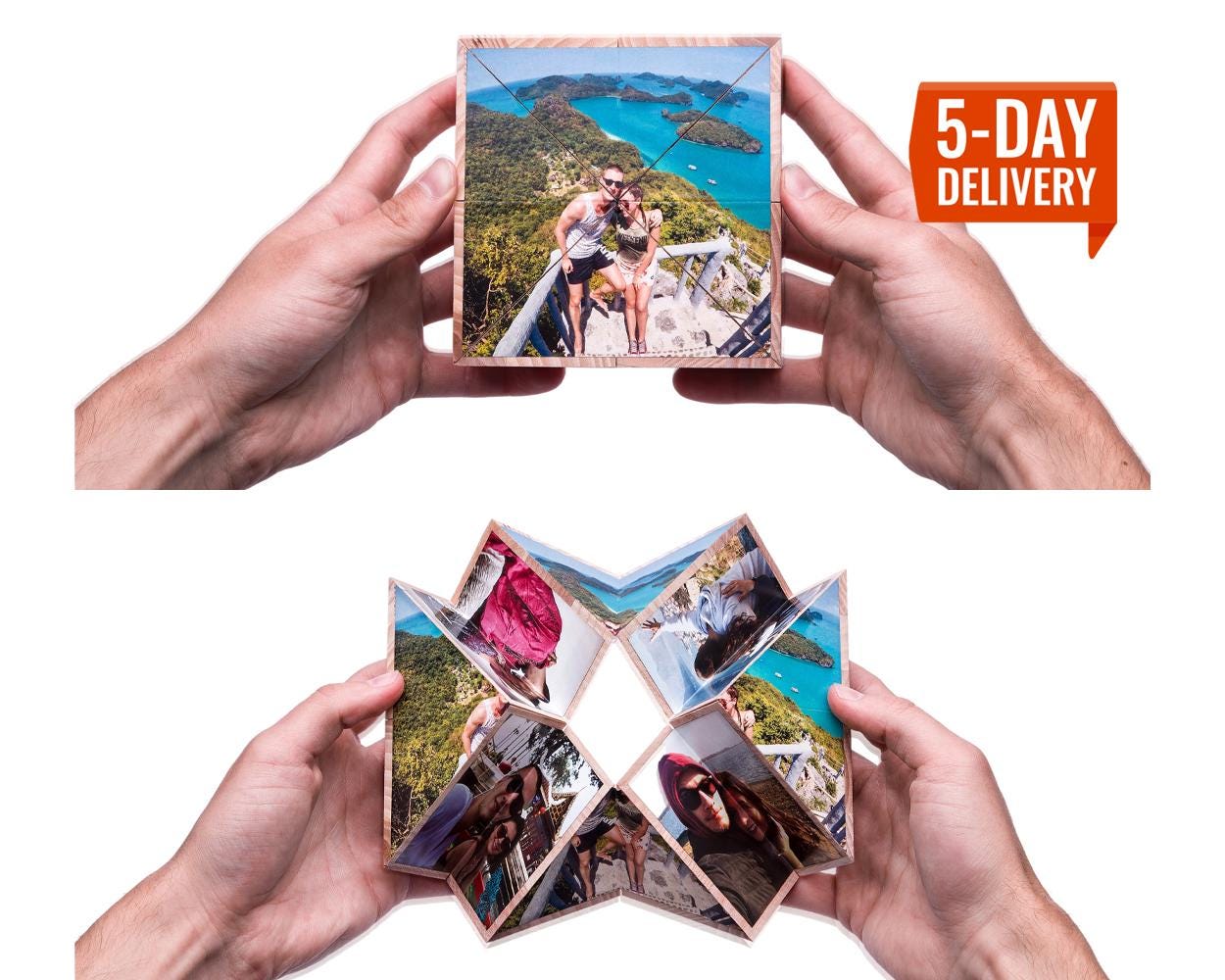 Wooden photo Prisma - Valentines day gift, birthday gift anniversary personalized photo gift for boyfriend girlfriend her him wedding magic