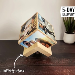 Photo gift - Wooden photo cube with 11 pictures - Anniversary gift, Valentines day gift for him or her, anniversary gifts for boyfriend wife