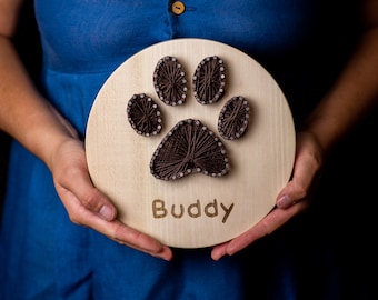 String art - dog portrait name gift birthday memorial treats art keychain paw