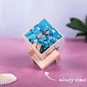 Custom Photo Cube, creative mother's day gifts, Wooden and personalized, gift for him her image 2