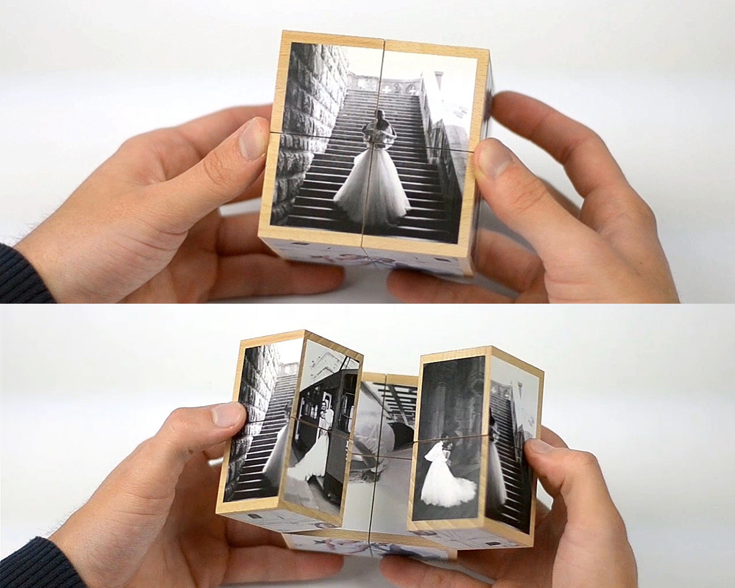 Wooden photo cube Folding cube personalized wood gift Etsy