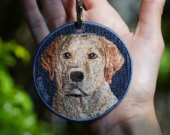 Cadeau de broderie brodé de chien de porte-clés du Labrador