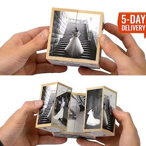 Custom Photo Cube, Mothers day gift creative birthday anniversary gifts, Wooden and personalized, gift for him her