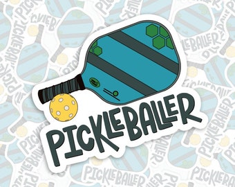 Pickleball Paddle & Ball Sticker: Waterproof Vinyl Decal