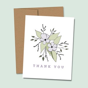 Floral Thank You Card, Appreciation Card, Thank You Card with Flowers