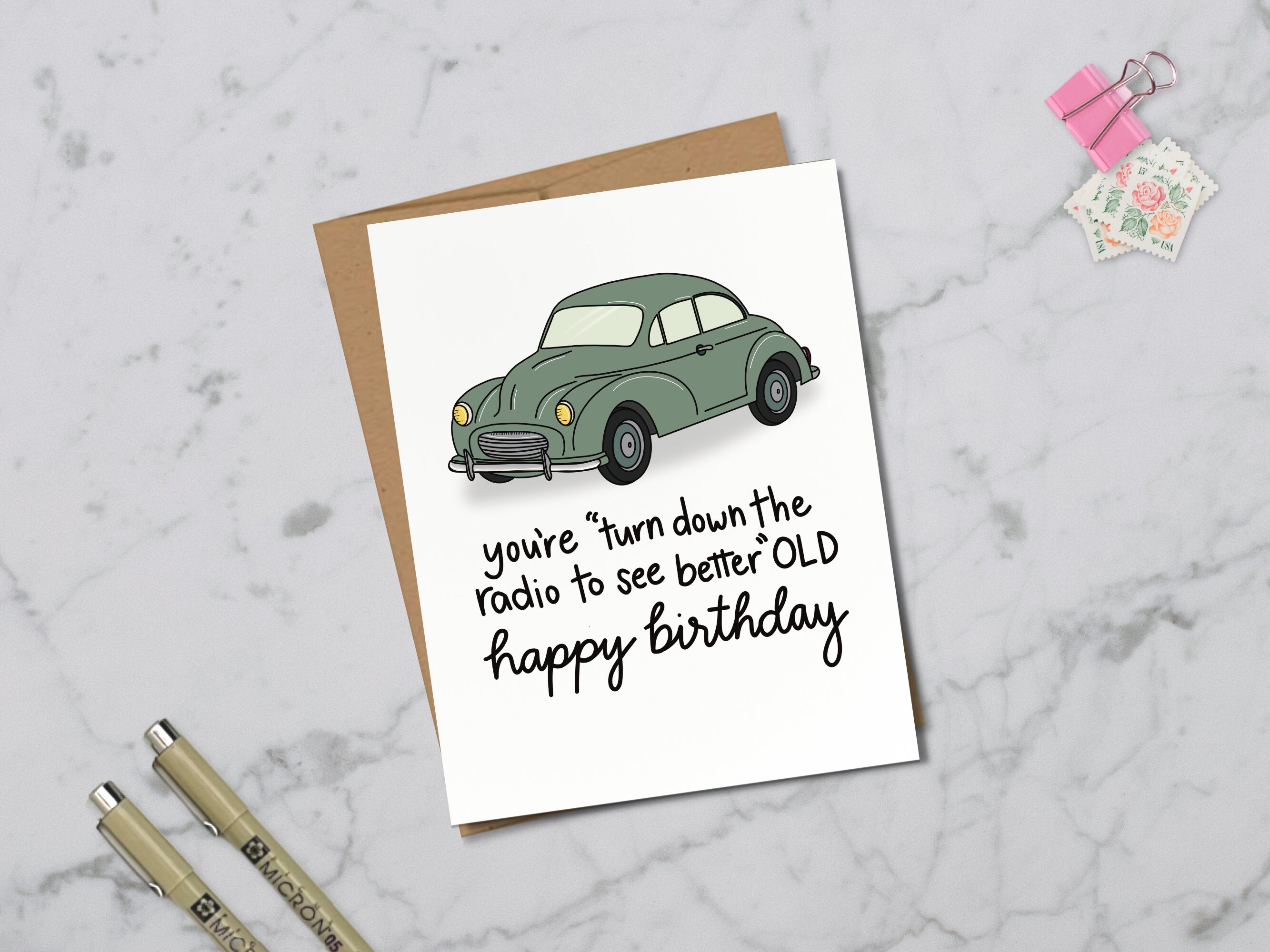 Funny Old Birthday Card, Antique Car Birthday Card, Funny Birthday Card ...