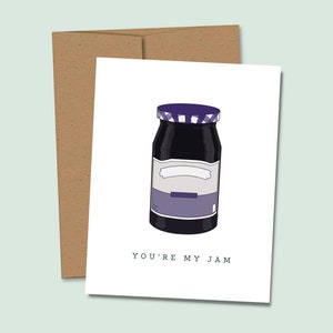 You&#39;re My Jam Card, Card for Husband or Wife, Anniversary Card, My Jam, Valentine&#39;s Day Card