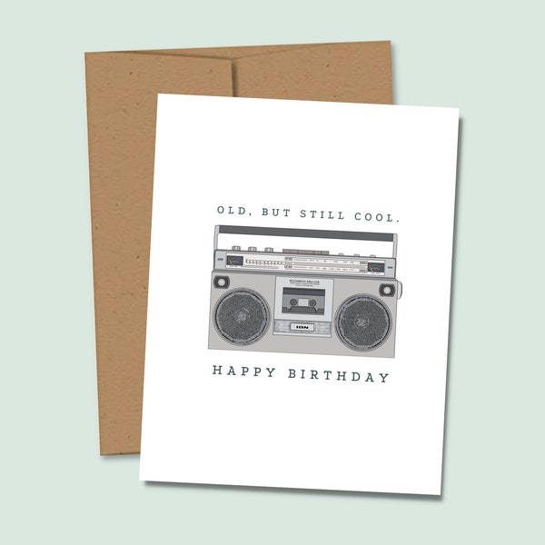 80s Boombox Birthday Card for Mom Dad or Friends Birthday Card Retro Birthday Punny Card for 80s Pop Culture