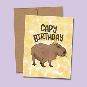 Capybara Birthday Card, Capy Birthday, Capybara Gift, Rodent Lover Birthday Card, Capybara Greeting Card