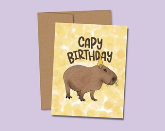 Capybara Birthday Card, Capy Birthday, Capybara Gift, Rodent Lover Birthday Card, Capybara Greeting Card