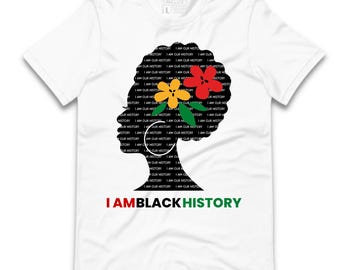 I AM BLACK History Tee | Black Woman Silhouette Shirt | Afro Pride Shirt | Black History Month T-Shirt | Melanin Queen Tee |