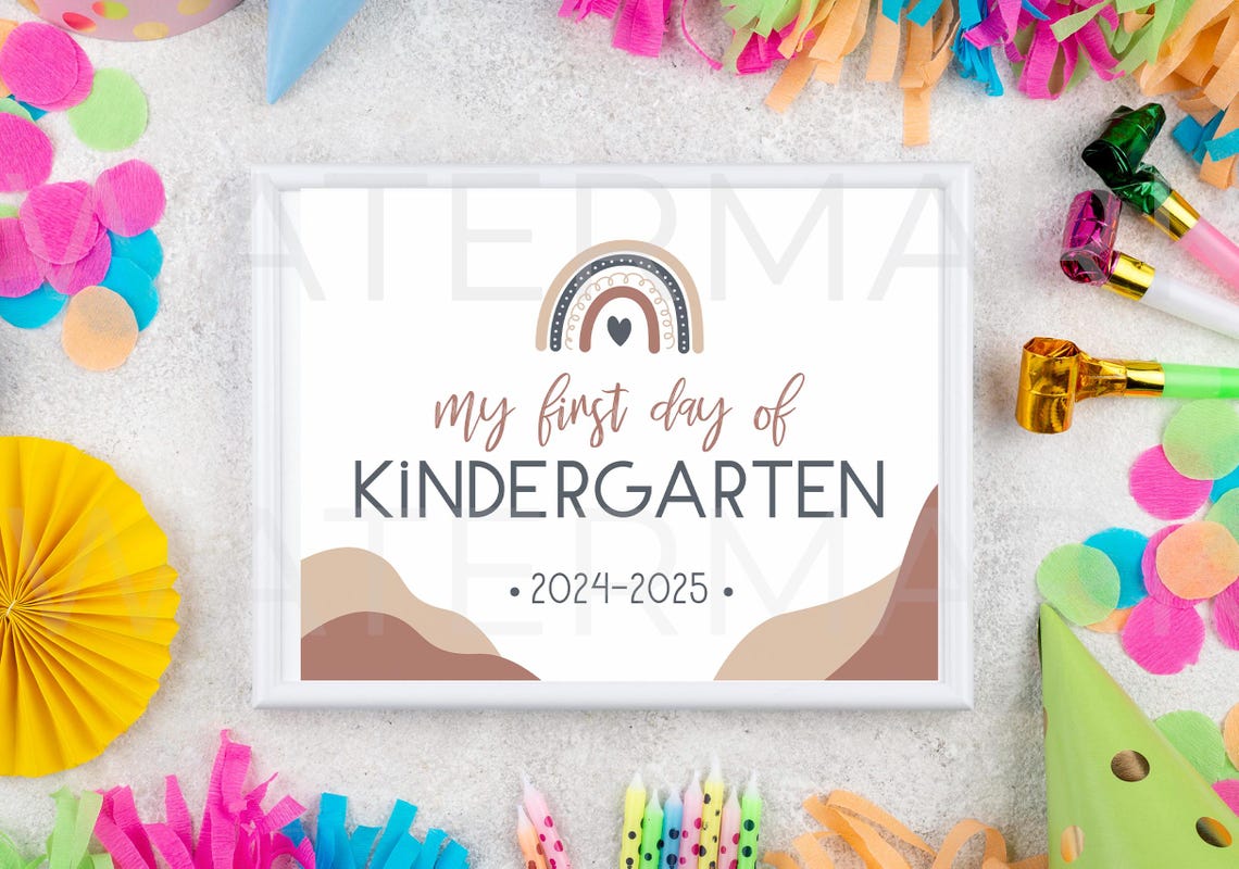 My First Day of Kindergarten Sign, First Day of School Sign, Printable ...