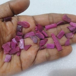 Raw natural ruby dyed,ruby rough slice fine pink,red color quality tiny piece small rough for Jewelry craft work healing powers gemstone AAA zdjęcie 6