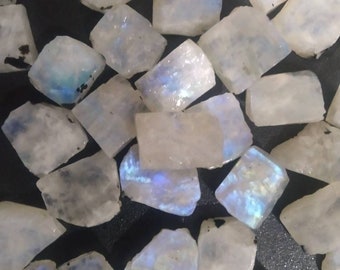 Piedra lunar del arco iris indio natural rebanadas crudas rebanadas ásperas, hermosas piedras preciosas sueltas semipreciosas de fuego azul AAA, piedras preciosas crudas para joyería
