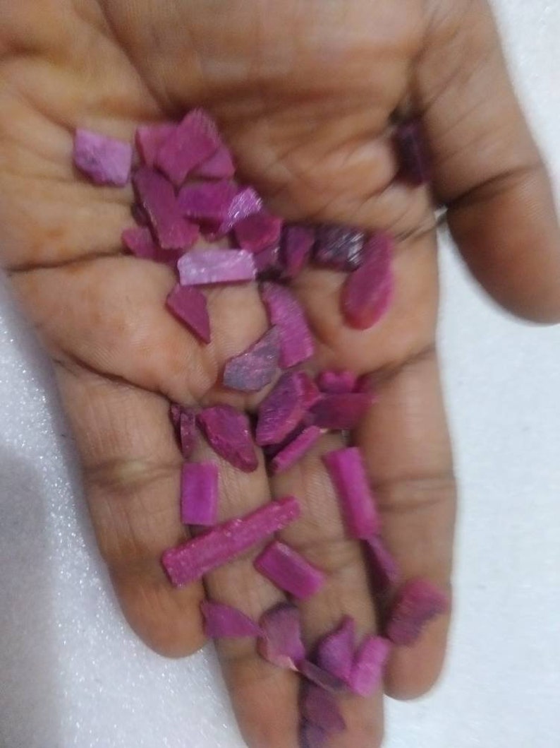 Raw natural ruby dyed,ruby rough slice fine pink,red color quality tiny piece small rough for Jewelry craft work healing powers gemstone AAA zdjęcie 7