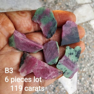 NATURAL GEMSTONE Lot Ruby zoisite raw slice gorgeous josite rough specimen ruby josite pink green color top designed for jewelry wire wrappe