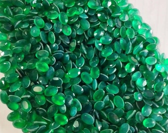 ADORABLE GREEN  onyx ovals cut faceted ovals beautiful pear for earrings ring bracelets pendant  more size healing anklets jewelry gift