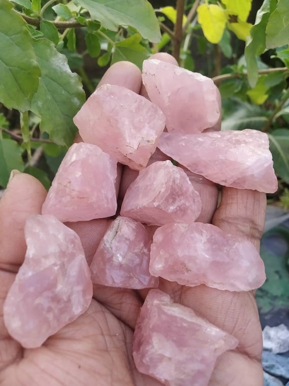 DARK PINK Genuine rose Quartz crystal chunks raw love crystal hearts