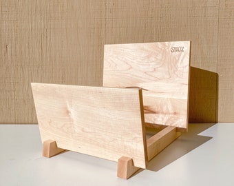 FLIP LP Rack, vinyl record album wooden display stand Maple
