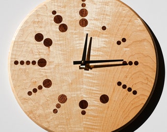 Base 5 Wood Clock in Maple, Modern minimalist design