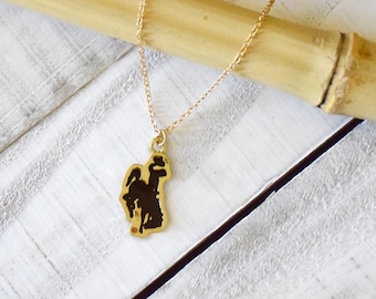 Wyoming Cowboy Logo Necklace Officially licensed NCAA - WY University of Wyoming Cowboy cowgirl