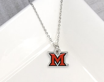 Miami University Ohio Redhawks M logo Necklace - Officially licensed NCAA