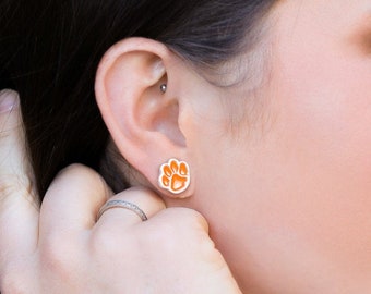 Clemson Tigers Silver Tone Aztec Tassel Earrings Clemson