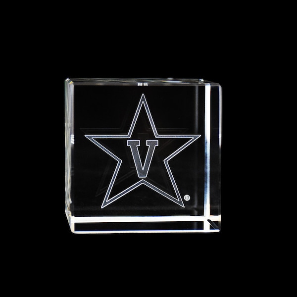 Vanderbilt University Commodores Star V logo laser engraved crystal Cube